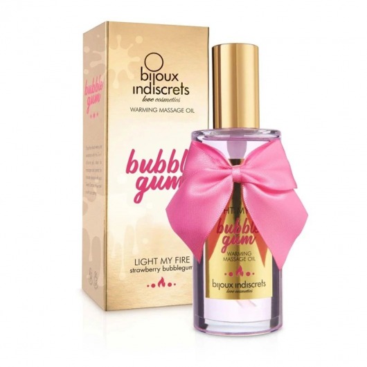Разогревающее массажное масло Light My Fire Bubble Gum с ароматом бабл-гам - 100 мл. - Bijoux Indiscrets - купить с доставкой в Калуге