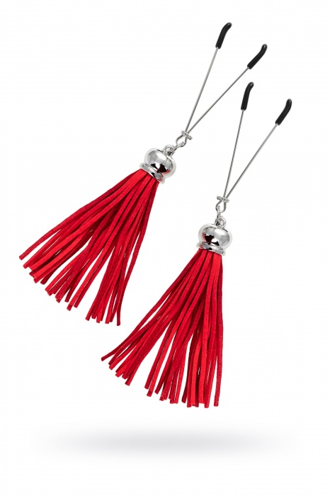 Зажимы на соски «Вилки» с красными кисточками из замши - Pecado - купить с доставкой в Калуге