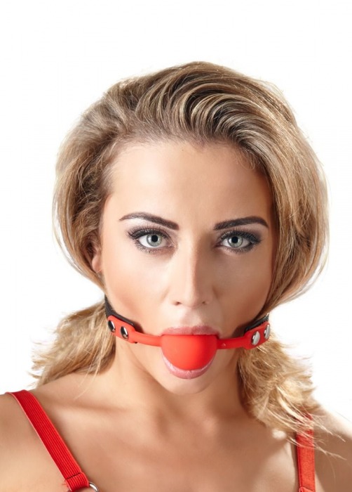 Силиконовый кляп-шар на чёрных ремешках Red Gag silicone - Orion - купить с доставкой в Калуге