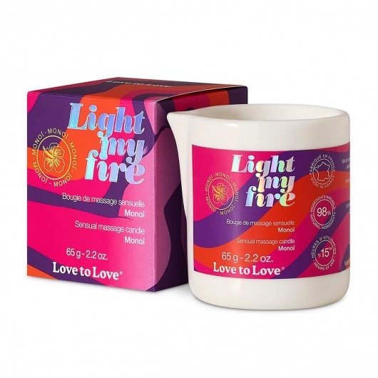 Массажная свеча Light My Fire с ароматом моной - 80 мл. - Love to Love - купить с доставкой в Калуге