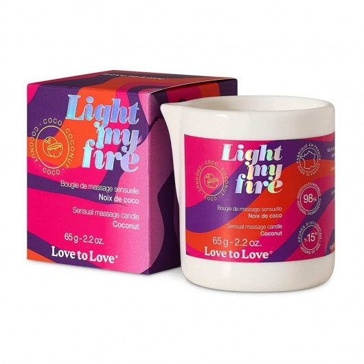 Массажная свеча Light My Fire Coconut с ароматом кокоса - 65 гр. - Love to Love - купить с доставкой в Калуге