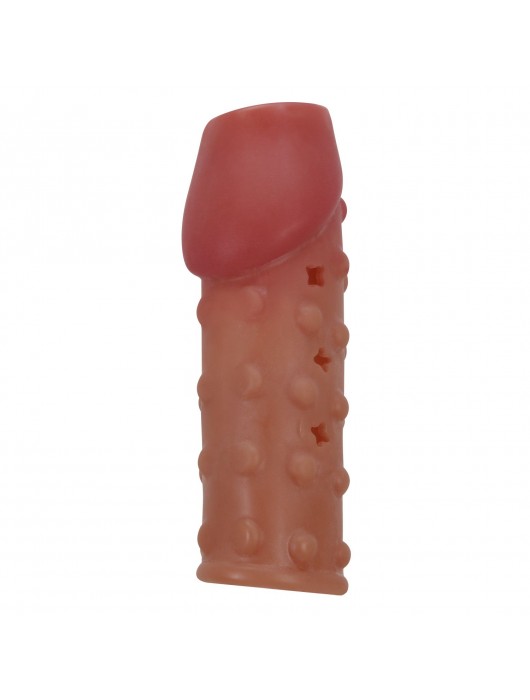 Телесная открытая насадка на пенис с бугорками - 19,8 см. - Baile - в Калуге купить с доставкой