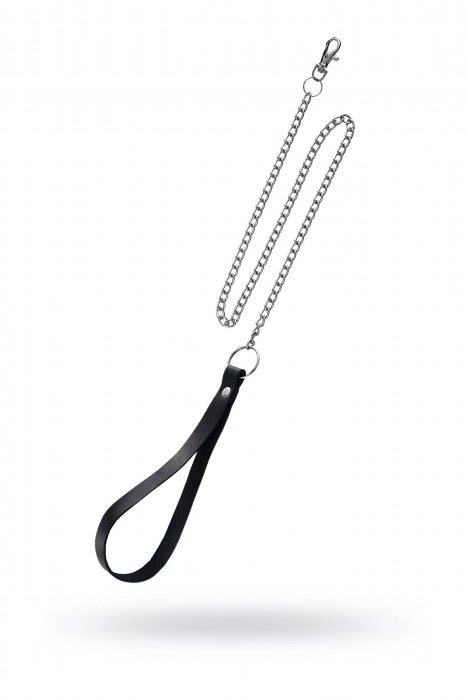 Поводок с ручкой из черной натуральной кожи и карабином для ошейника - Pecado - купить с доставкой в Калуге