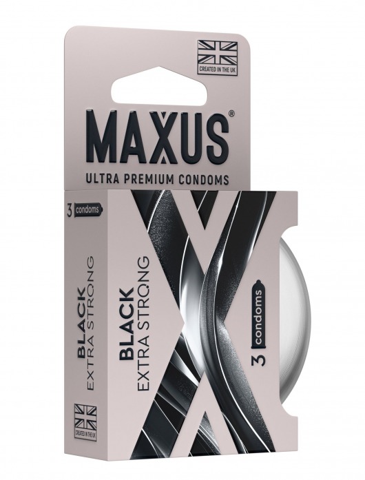 Черные утолщенные презервативы MAXUS Extra Strong с железным кейсом - 3 шт. - Maxus - купить с доставкой в Калуге