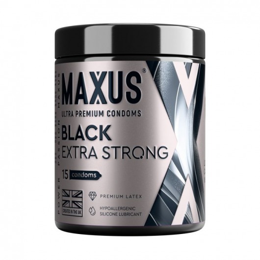 Черные утолщенные презервативы MAXUS Extra Strong с железным кейсом - 15 шт. - Maxus - купить с доставкой в Калуге