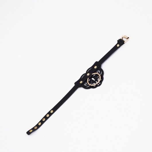 Черный чокер с клепками и золотистой фурнитурой - Crazy Handmade - купить с доставкой в Калуге