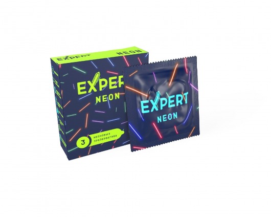 Светящиеся в темноте презервативы Expert Neon - 3 шт. - Expert - купить с доставкой в Калуге
