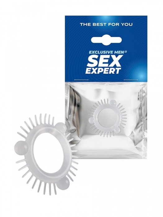 Эластичное эрекционное кольцо с 3 шариками и шипами - Sex Expert - в Калуге купить с доставкой