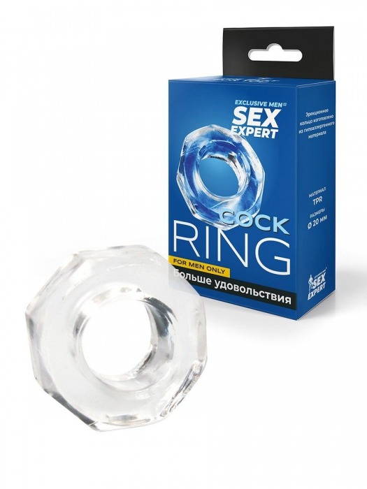 Прозрачное эрекционное кольцо в форме гайки - Sex Expert - в Калуге купить с доставкой