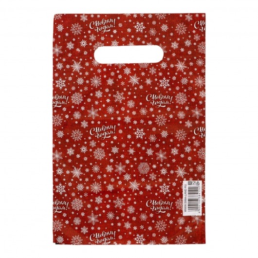 Красный подарочный новогодний пакет с вырубной ручкой (20х30 см) - Сима-Ленд - купить с доставкой в Калуге