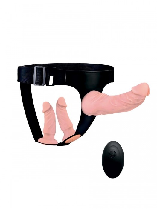 Женский страпон с 3 насадками и вибрацией - Erowoman-Eroman - купить с доставкой в Калуге