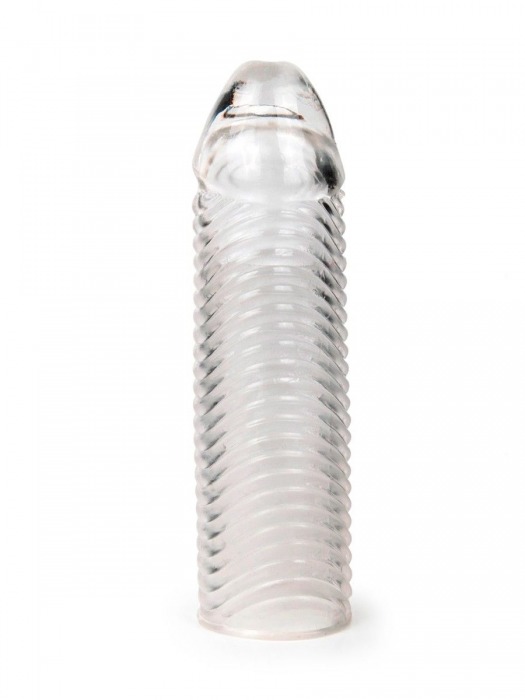 Прозрачная закрытая насадка на пенис с ребрышками - 16 см. - Sex Expert - в Калуге купить с доставкой