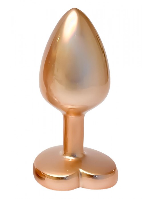 Золотистая анальная пробка с прозрачным кристаллом-сердцем Pearl Gold Plug Small - Dream Toys