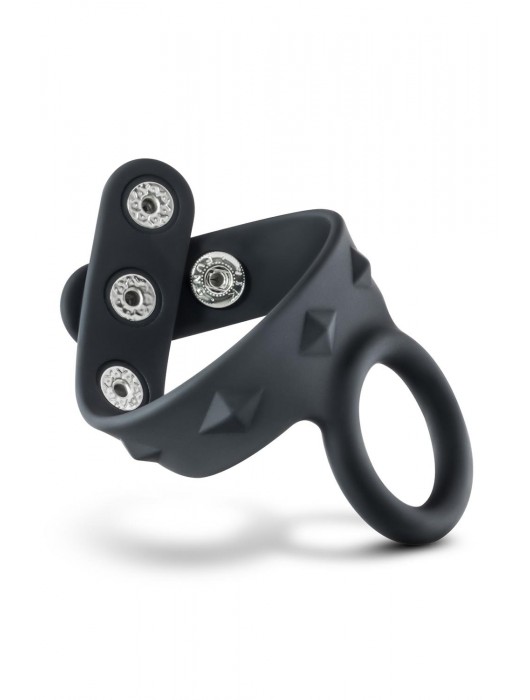 Черное эрекционное кольцо с подхватом мошонки на кнопках VS6 - Blush Novelties - в Калуге купить с доставкой