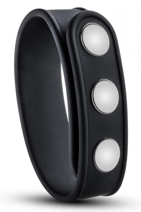 Черное эрекционное кольцо на кнопках - Blush Novelties - в Калуге купить с доставкой