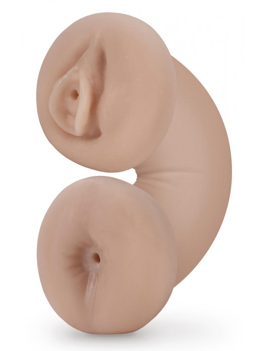 Телесный люминесцентный двусторонний мастурбатор Tasha - Blush Novelties - в Калуге купить с доставкой