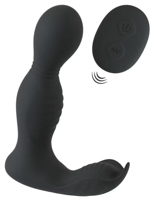 Черная анальная пробка с вибрацией, вращением и пультом ДУ RC Butt Plug with 2 Functions - Orion - в Калуге купить с доставкой