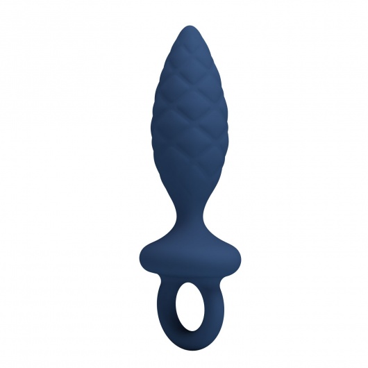Синяя анальная пробка с кольцом Butt Plug with Loop S - 11,5 см. - Baile