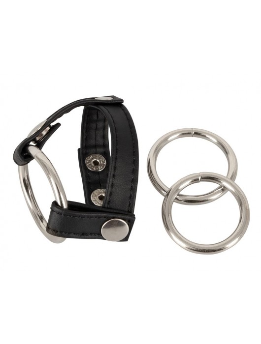 Подхват для мошонки с 3 съемными эрекционными кольцами Leder-Riemen - Orion - в Калуге купить с доставкой