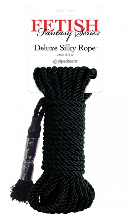 Черная веревка для фиксации Deluxe Silky Rope - 9,75 м. - Pipedream - купить с доставкой в Калуге