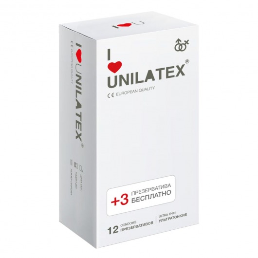 Ультратонкие презервативы Unilatex Ultra Thin - 12 шт. + 3 шт. в подарок - Unilatex - купить с доставкой в Калуге