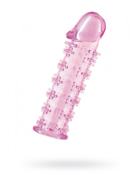 Гелевая розовая насадка на фаллос с шипами - 12 см. - Toyfa Basic - в Калуге купить с доставкой