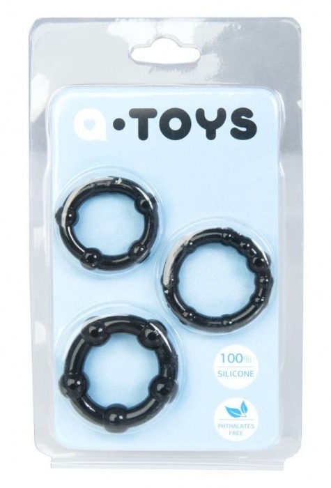 Набор из 3 чёрных эрекционных колец A-toys - A-toys - в Калуге купить с доставкой