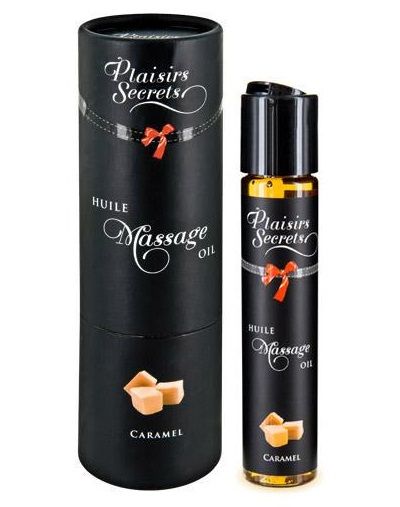 Массажное масло с ароматом карамели Huile de Massage Gourmande Caramel - 59 мл. - Plaisir Secret - купить с доставкой в Калуге