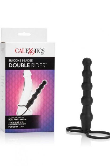 Насадка на пенис для двойного проникновения Silicone Beaded Double Rider - 14 см. - California Exotic Novelties - в Калуге купить с доставкой