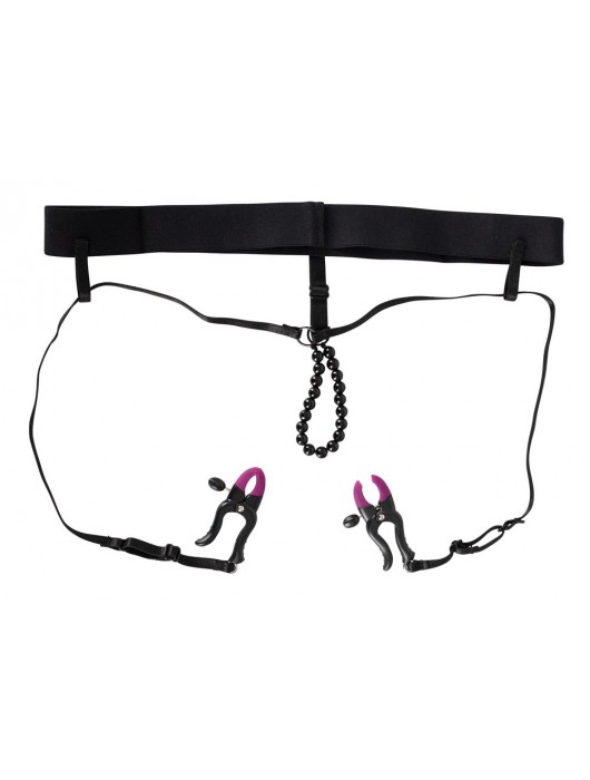 Трусики с зажимами для половых губ и бусинками для массажа промежности - Orion - купить с доставкой в Калуге