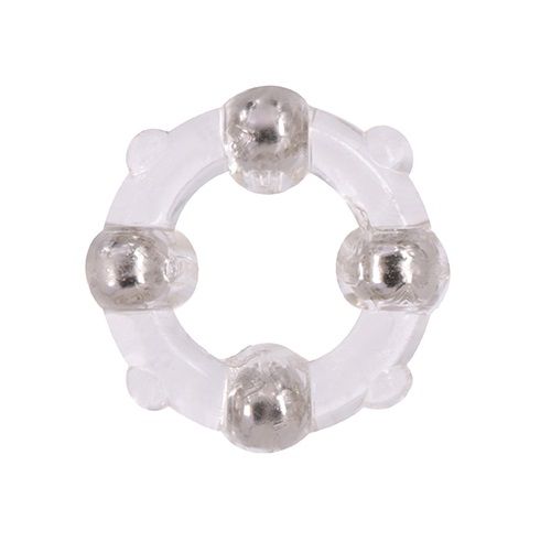 Эрекционное кольцо с 4 бусинами MENZSTUFF STUD RING CLEAR - Dream Toys - в Калуге купить с доставкой