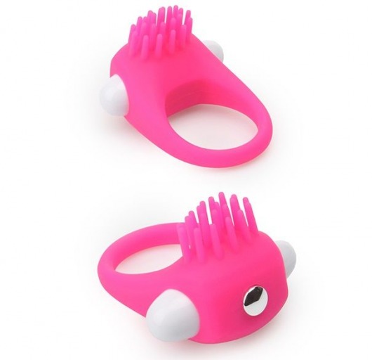 Розовое эрекционное кольцо с щеточкой LIT-UP SILICONE STIMU RING 5 - Dream Toys - в Калуге купить с доставкой