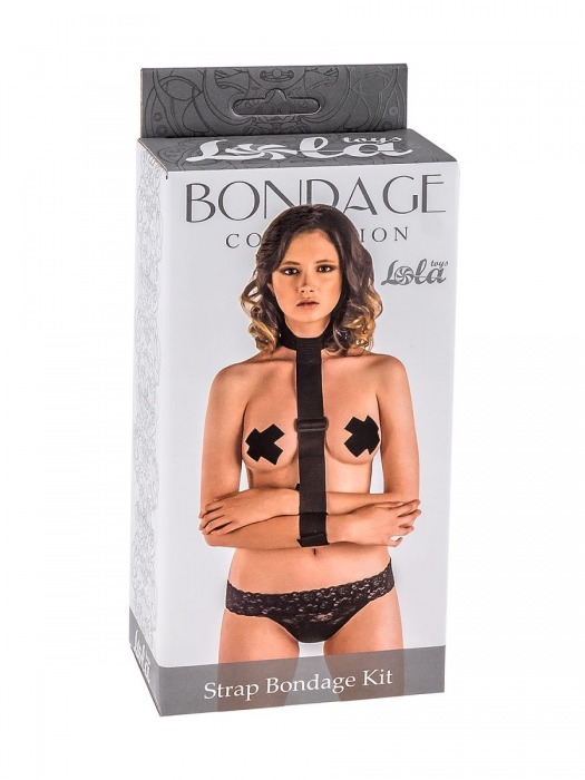 Ошейник с длинной лентой и наручниками Strap Bondage Kit One Size - Lola Games - купить с доставкой в Калуге