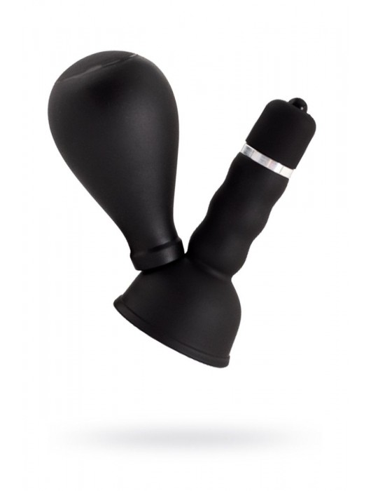 Черный вибратор с грушей на сосок - ToyFa