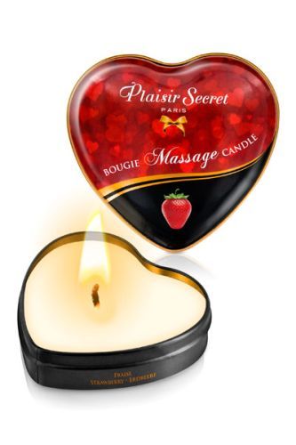 Массажная свеча с ароматом клубники Bougie Massage Candle - 35 мл. - Plaisir Secret - купить с доставкой в Калуге