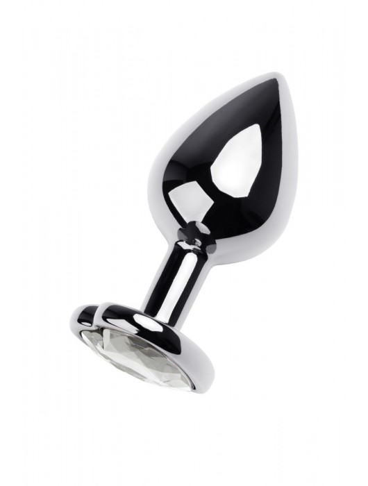 Серебристая анальная пробка с прозрачным кристаллом-сердцем - 8 см. - ToyFa - купить с доставкой в Калуге