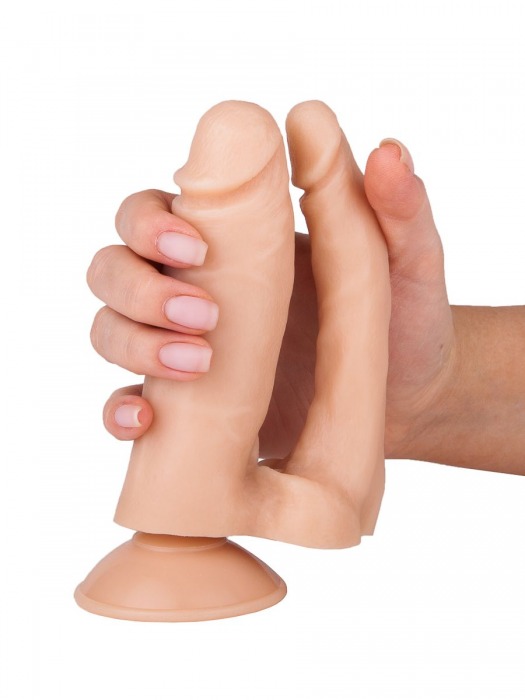 Двойной фаллоимитатор на присоске - 13,5 см. - Джага-Джага